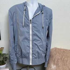 Dolce & Gabbana Light Gray Hooded Windbreaker Jacket